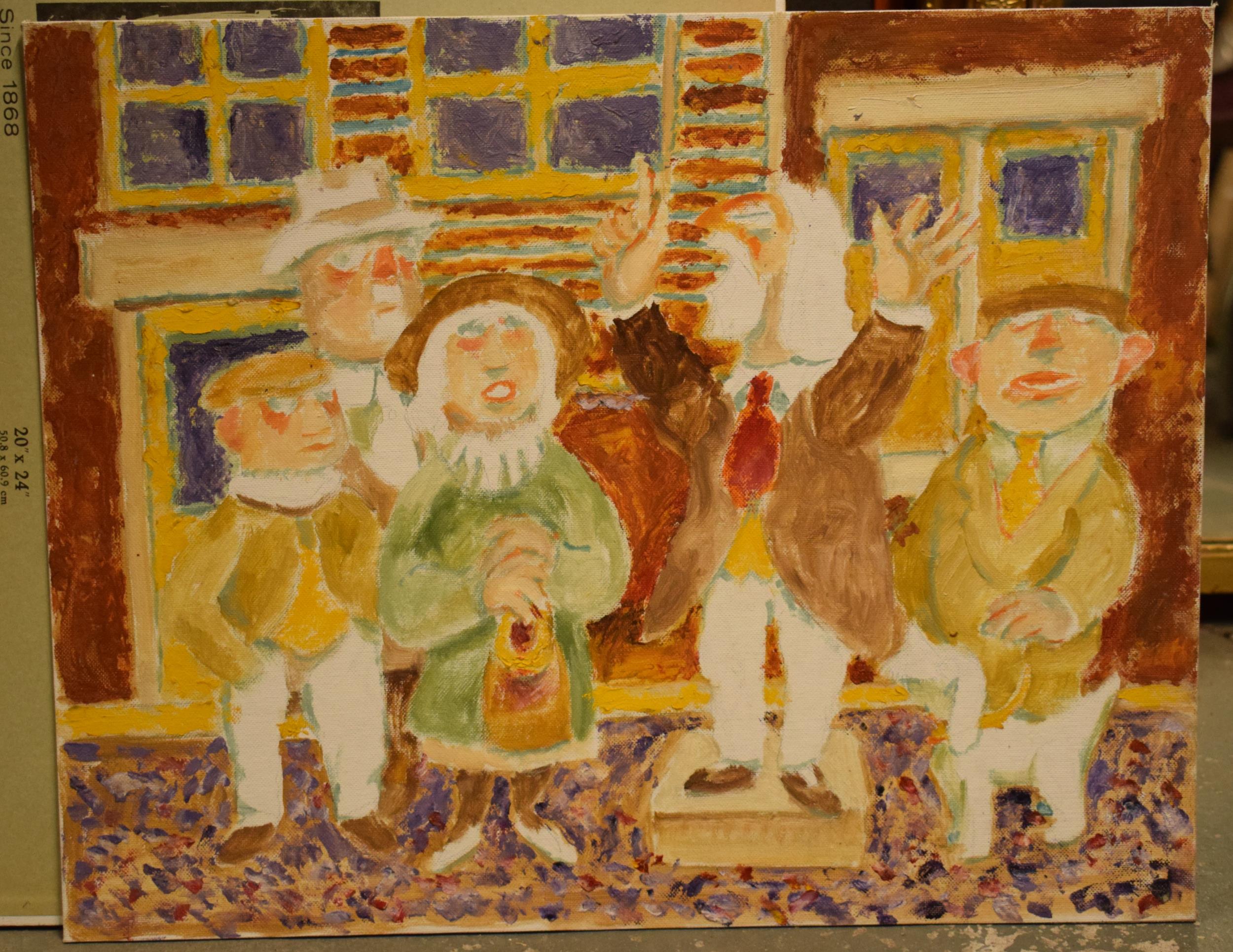 Vincent Bennett (Plymouth 1910-1993), oil on canvas panel, 'Street Preacher', 51cm x 41cm, unframed.