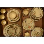A collection of Alfred Meakin tea ware in the Sunburt pattern to include plates, tureens, cups,