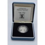 Boxed Royal Mint Silver Proof One Pound Coin with original paperwork.