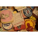 A large collection of vintage advertising beer mats to include Double Diamond, Cherry B, Tuborg,