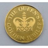 9ct gold coin The Queen's Golden Jubilee 6.9 grams. 22mm wide.