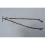 Silver Albert pocket watch chain, 47cm long. 31.0 grams.