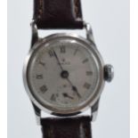 Rolex watch on leather strap, circa 1930s / 1940s, in ticking order, 28mm wide. Solder repair to top