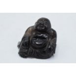Chinese obsidian buddha figure, 7cm wide. Generally in good condition though minor nips are