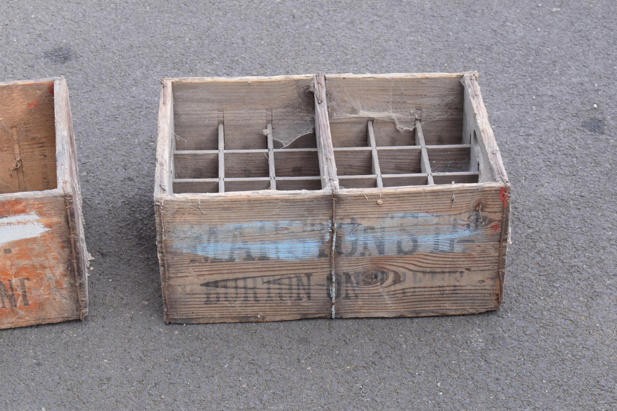 A pair of vintage Marston's of Burton upon Trent wooden beer bottle crates (2) with each holding - Image 3 of 8