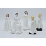 A collection of Royal Doulton figures to include Greetings HN4250, Darling HN1985, Bedtime HN1975,