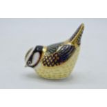 Royal Crown Derby paperweight Blue Tit, first quality with gold stopper. In good condition with no
