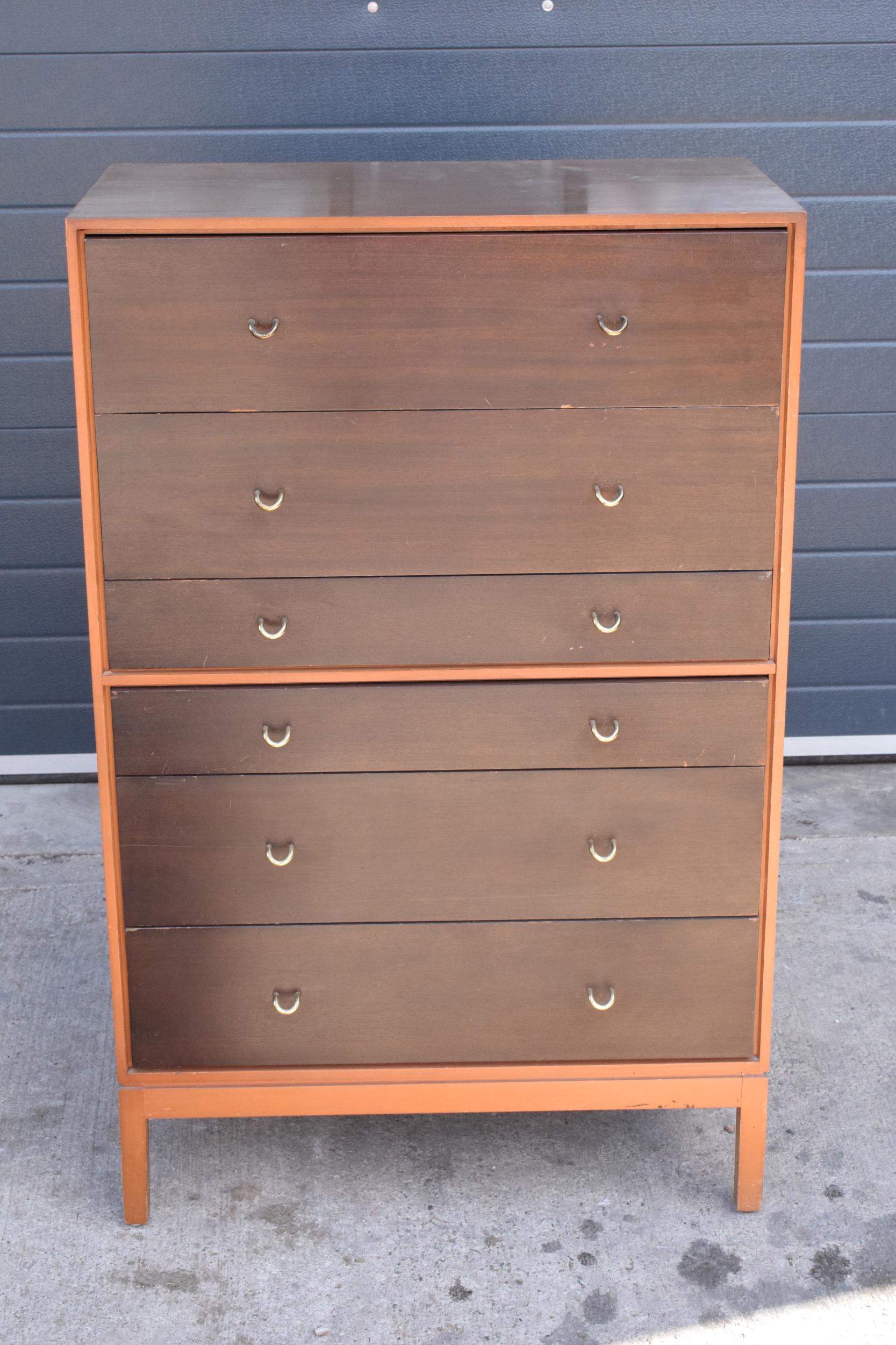 Stag mid century furniture chest of drawers / tall boy. 76 x 46 x 120cm tall. Age-related wear and