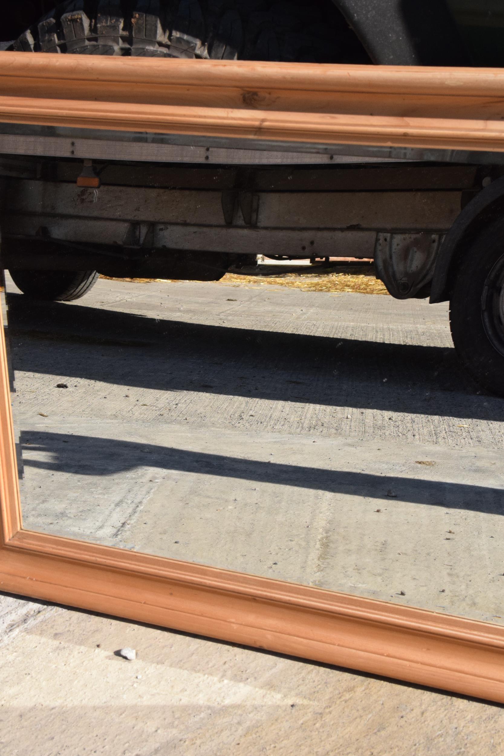 A vintage 20th century pine wall hanging bevel-edged mirror, 96 x 77cm. - Image 3 of 5