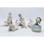 A collection of Nao figures to include ballerinas and a girl lying with a basket (4). In good