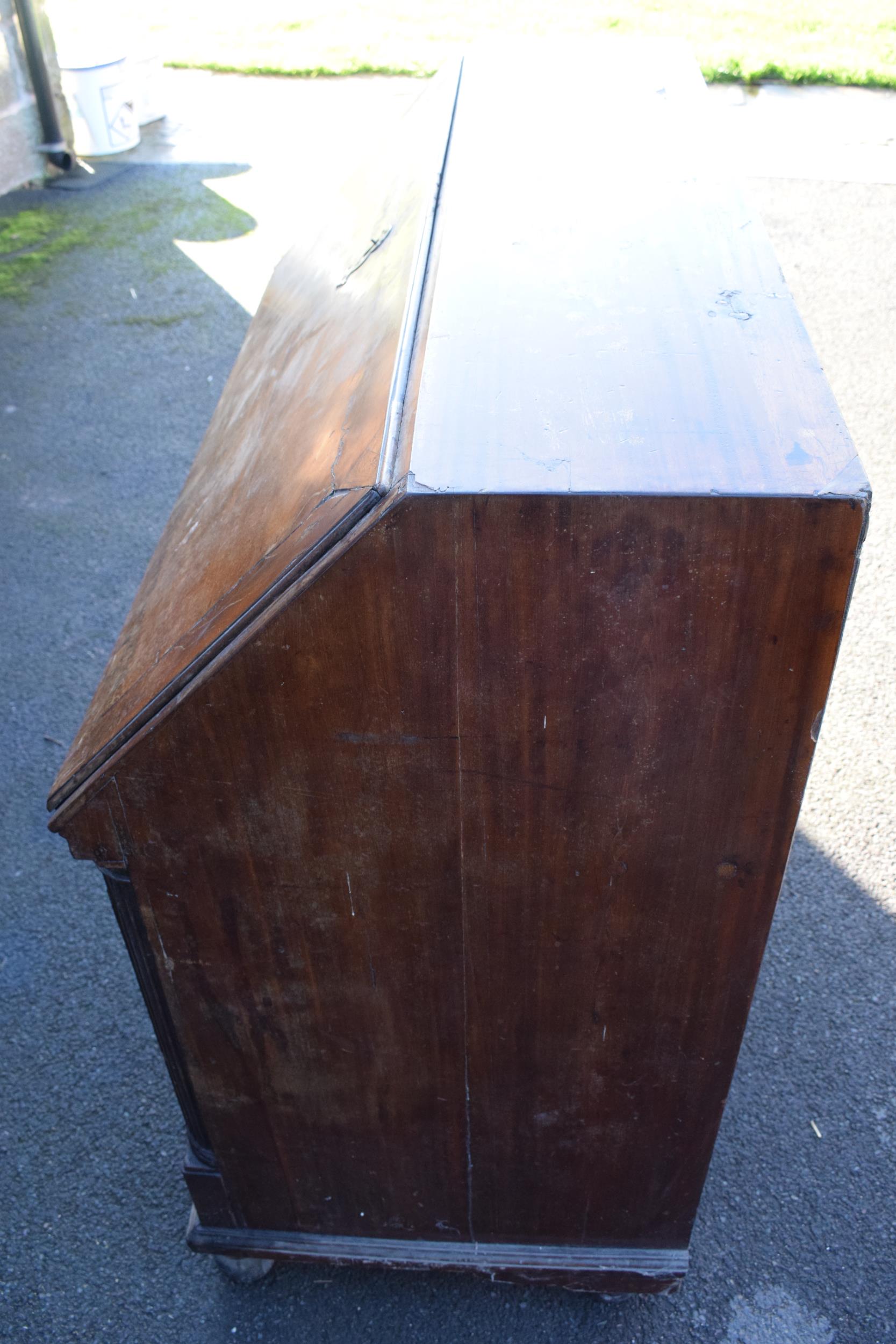 19th century bureau with fitted interior and satinwood inlay, 111 x 55 x 111cm tall. Needs some - Image 5 of 13