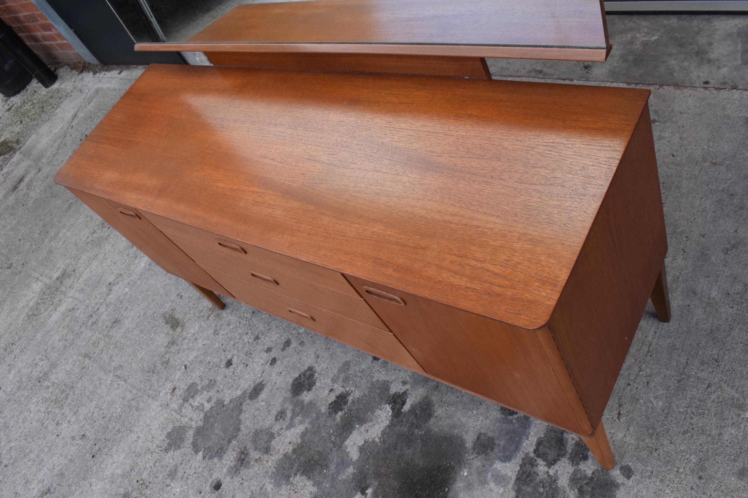 Austinsuite mid century teak mirror backed sideboard / dressing table, 133 x 46 x 122cm tall. Age- - Image 6 of 8