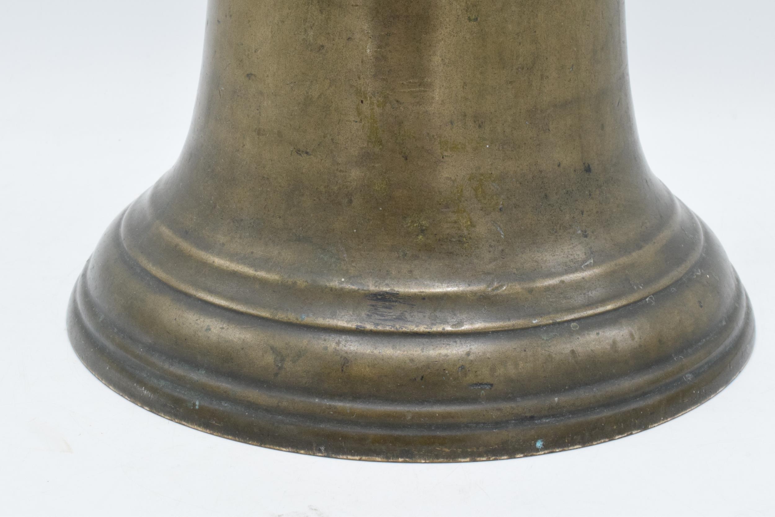 World War One original brass ship's bell 'H.M.S. Raider 1916' with clanger. 32cm tall, 26cm wide. - Image 10 of 15