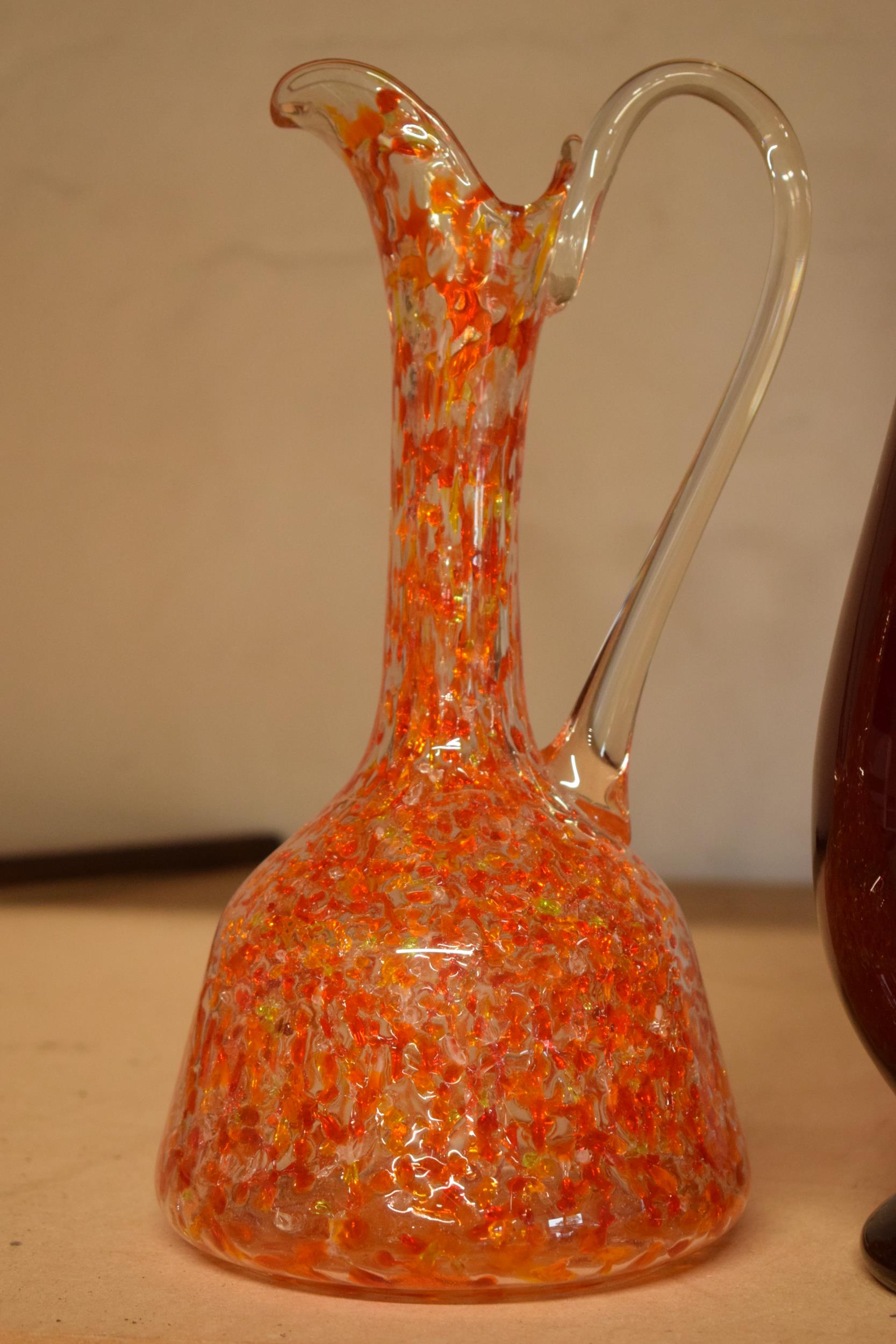 A collection of assorted art / studio glass in the form of jugs (4), tallest 44cm. Condition is - Image 5 of 5