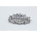 Silver sweetheart brooch 'Dorothy' Chester 1897.
