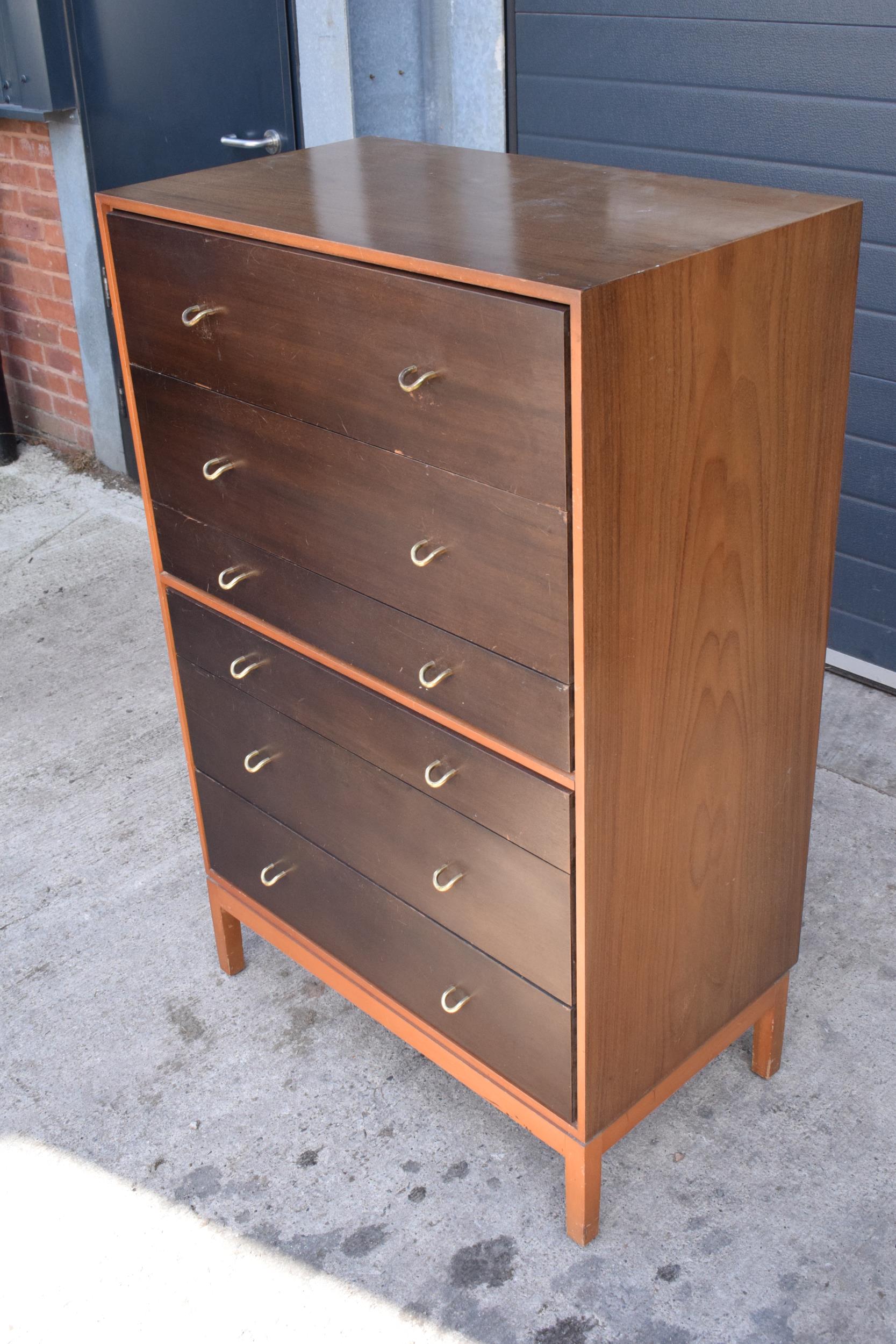 Stag mid century furniture chest of drawers / tall boy. 76 x 46 x 120cm tall. Age-related wear and - Image 2 of 9