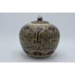 Early 20th century oriental pottery lidded jar / temple jar, 19.5cm tall (lid af).