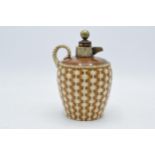 Taylor Tunnicliffe and Co realistically modelled wicker basket whisky flagon with metal mounts and