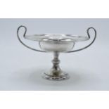 Silver twin-handled pedestal dish, 206.6 grams, Sheffield 1924, 11cm tall.