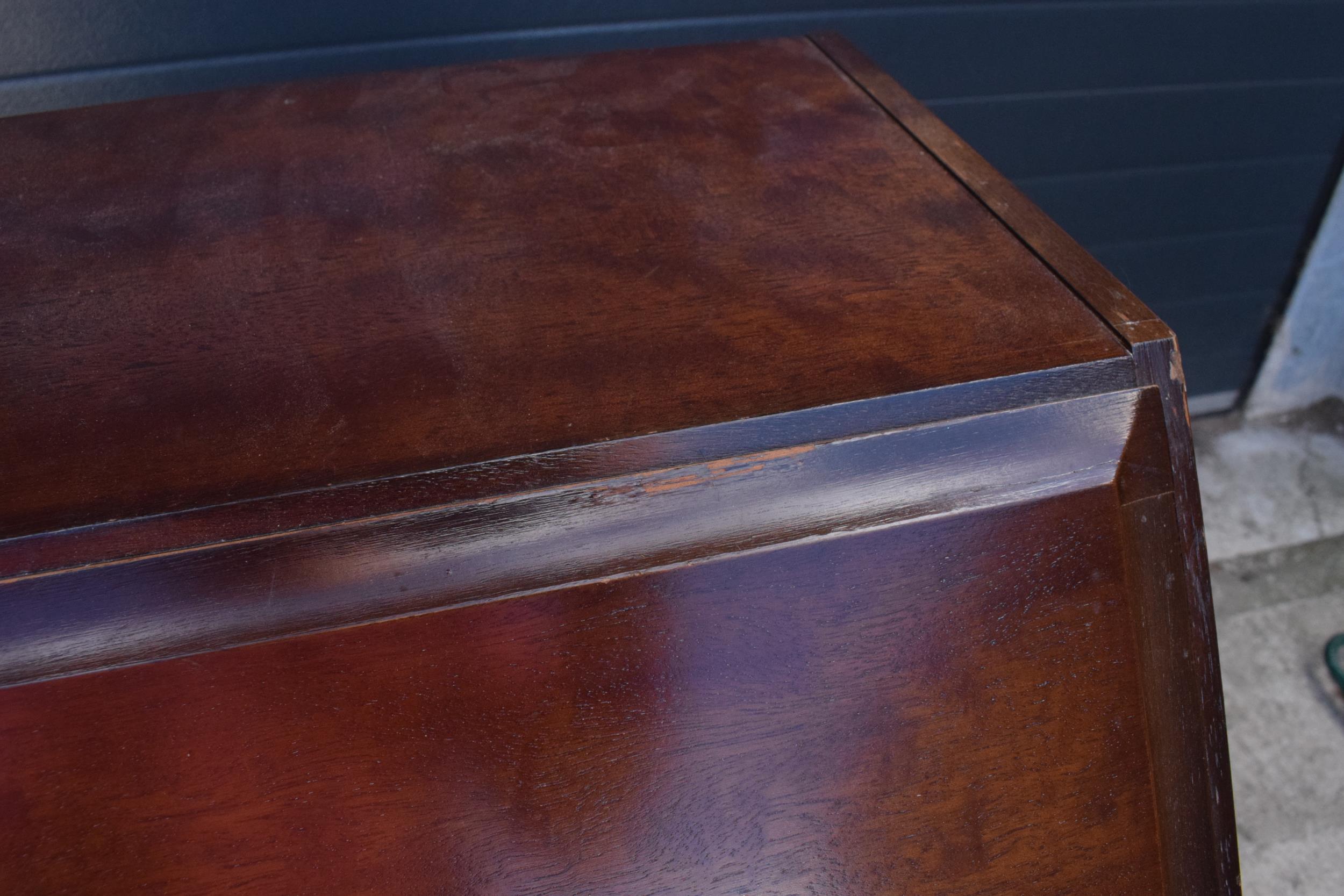 Stag mid-century brown bureau with leather inset to interior. 76 x 46 x 98cm tall. Age-related - Image 7 of 7