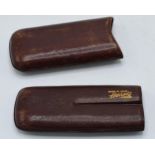 Harrods leather cigar case, 15cm long.