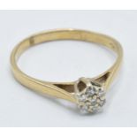 9ct gold diamond solitaire-effect ring, 2.1 grams, UK size U.