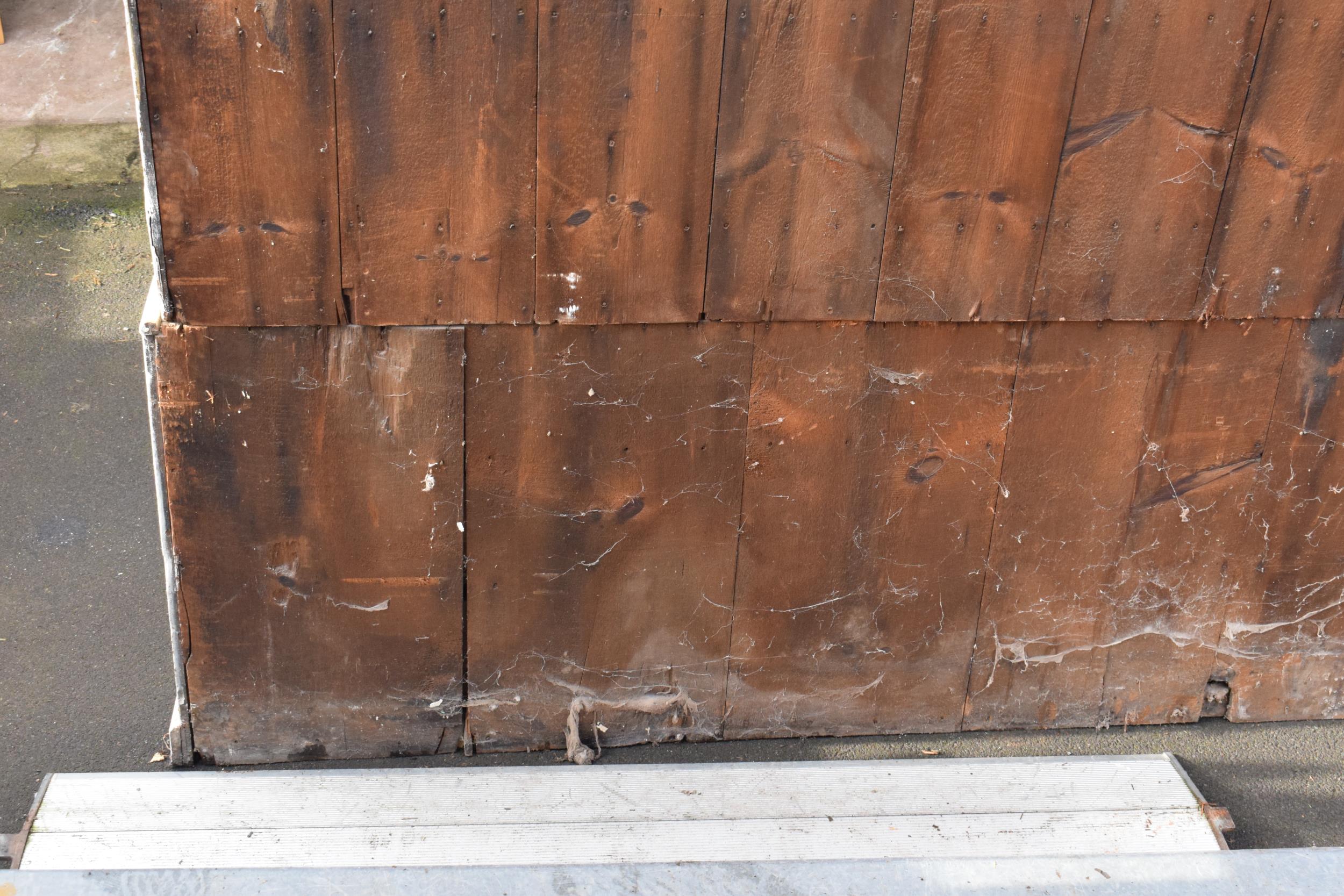 19th century painted breakfront housekeepers cupboard with brass handles and effects with a - Image 17 of 30