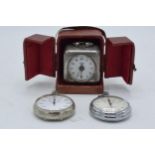 Cased Kienzle Tatiana travelling clock together with Sekonda stop watch and one similar (3) (all