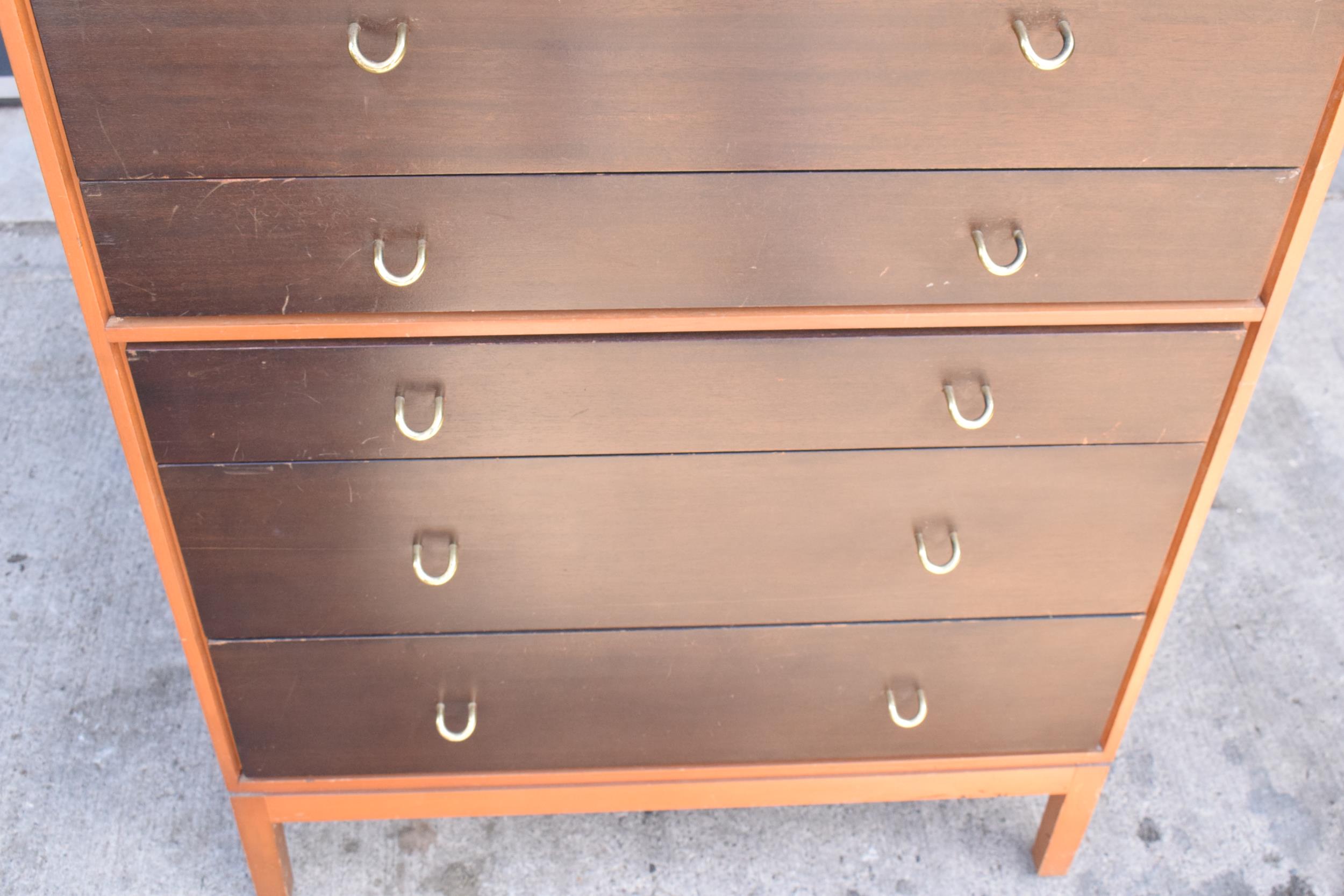 Stag mid century furniture chest of drawers / tall boy. 76 x 46 x 120cm tall. Age-related wear and - Image 8 of 9