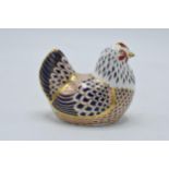 Royal Crown Derby paperweight Chicken, with silver stopper, second. In good condition with no