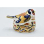 Royal Crown Derby paperweight Goldfinch Nesting, first quality with gold stopper. In good