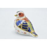 Boxed Royal Crown Derby paperweight Chelford Chaffinch, first quality with gold stopper. In good