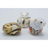 A trio of Royal Crown Derby paperweights to include Poppy Mouse, Country Mouse and Dormouse ,