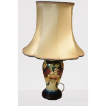Moorcroft Anna Lily patterned inverted-baluster lamp base, 30cm height until fitting, with