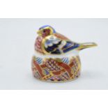 Royal Crown Derby paperweight Chaffinch Nesting, first quality with gold stopper. In good