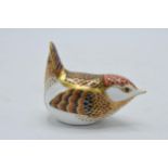 Boxed Royal Crown Derby paperweight Derby Wren, first quality with stopper. In good condition with