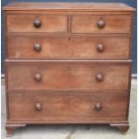 19th century mahogany 2 over 3 chest of drawers (splits into 2 sections), 113 x 58 x 117cm tall.