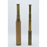 Dollond of London 3-draw brass telescope together with similar unmarked example, largest 73cm long