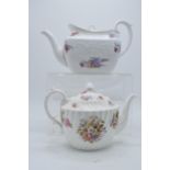 Copeland Spode's Christine teapot with floral sprays together with an Aynsley Summertime teapot (2).