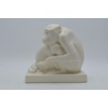 Wedgwood stylised model of a Monkey with her Young, designed by John Skeaping, 18cm long. In good