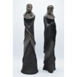 A pair of Soul Journeys Maasai heavy resin figures, limited edition, with certificate plaque, 46cm