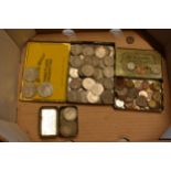 Mixed collection of UK and similar coins to include some half-silver coins and similar denominations