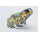 Royal Crown Derby paperweight Fountain Frog, first quality with gold stopper. In good condition with