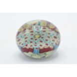 Victorian (or similar aged) glass paperweight with multi-coloured floral decoration, 7.5cm wide.
