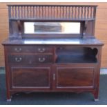 19th century mahogany mirror backed sideboard, 153 x 58 x 152cm tall. Generally in good condition