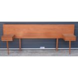 Austinsuite mid century furniture double headboard flanked by bedside drawer / shelf. 232cm wide,