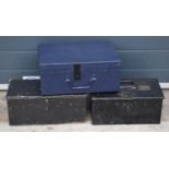 A trio of metal tool boxes / tins of varying sizes (3).
