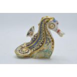 Royal Crown Derby paperweight Coral Seahorse, first quality with gold stopper. In good condition