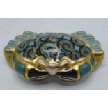 Boxed Royal Crown Derby paperweight Cromer Crab, first quality with gold stopper. In good