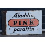 Aladdin Pink Paraffin double sided enamel sign, 59 x 36cm.